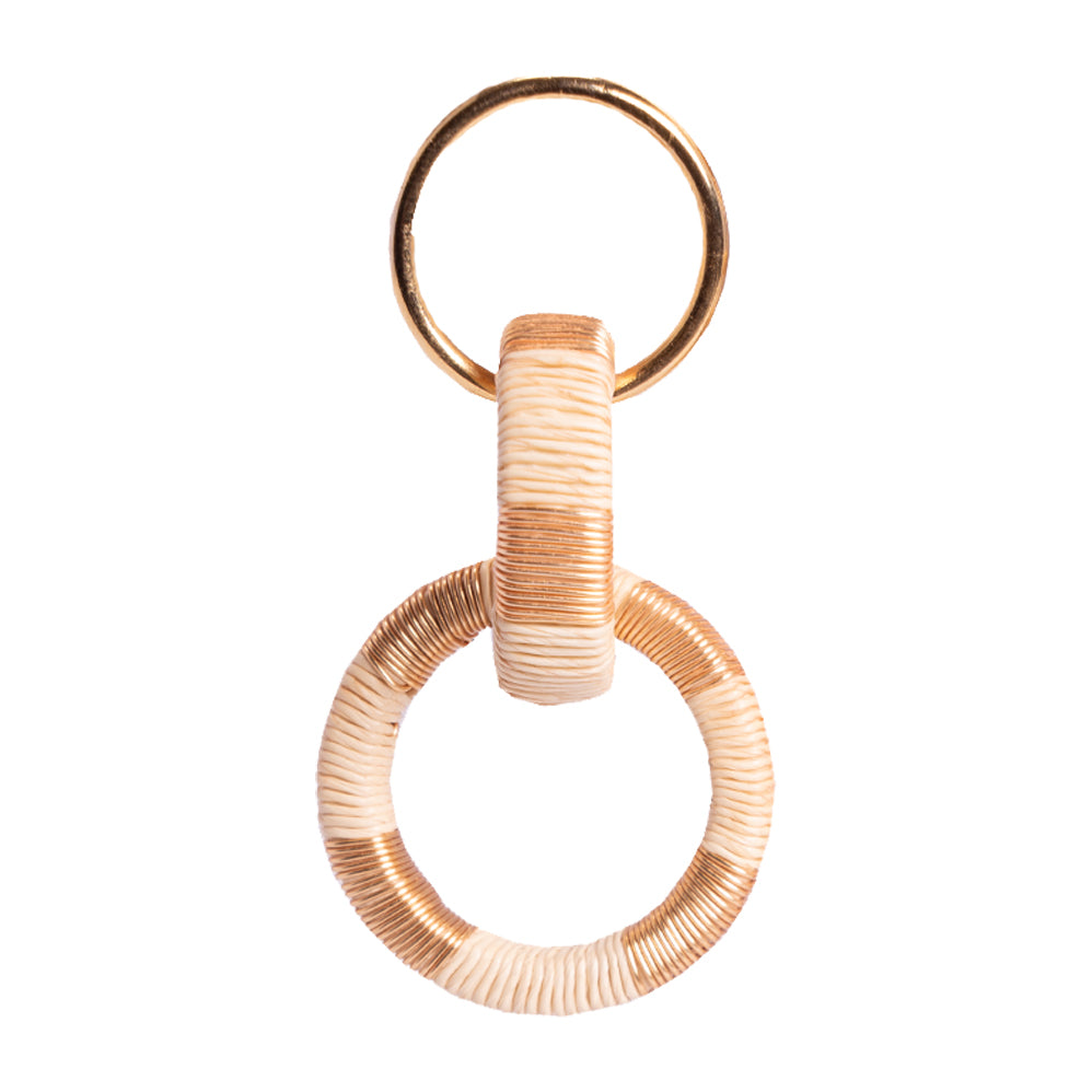 Small Two Circle Earrings Beige