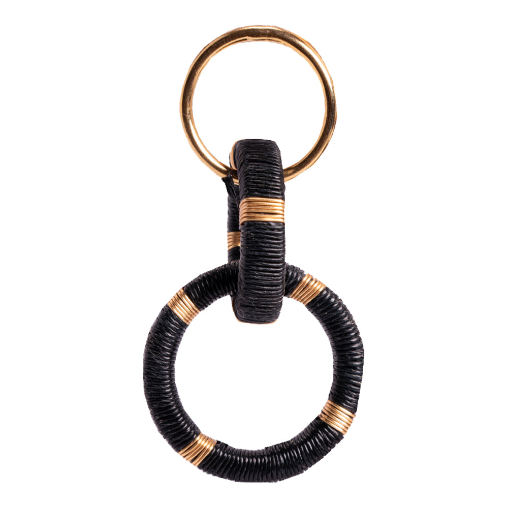 Small Two Circle Earrings Black