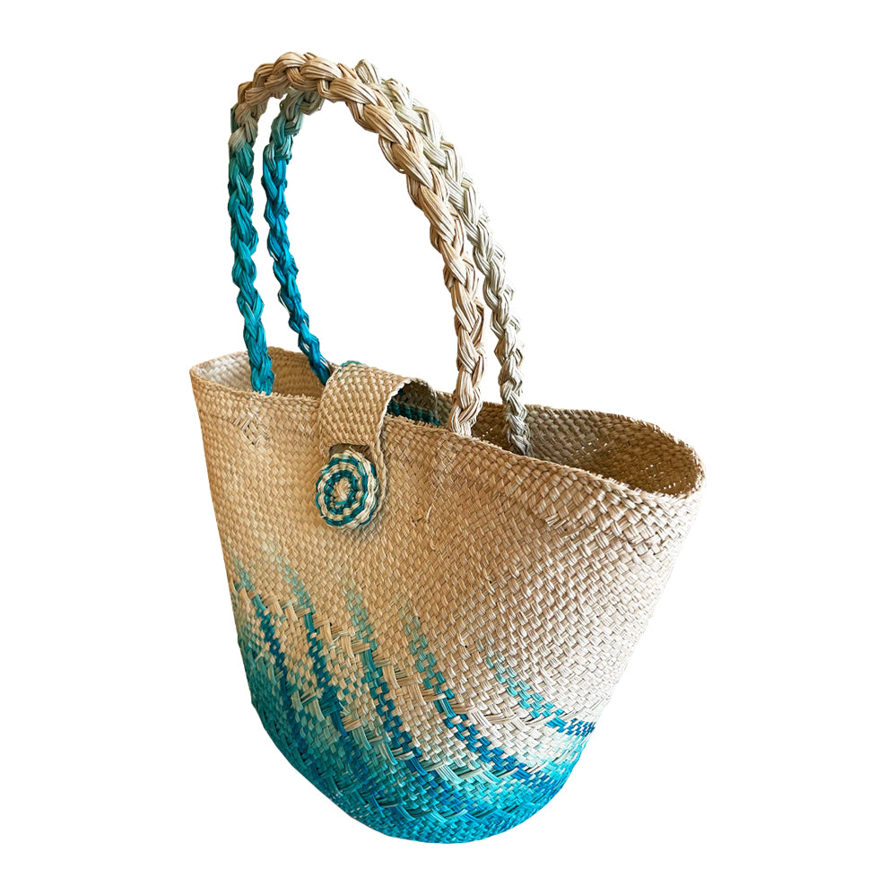 Straw hand tote Aqua