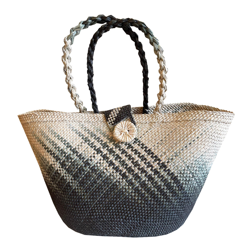 Straw hand tote Aqua