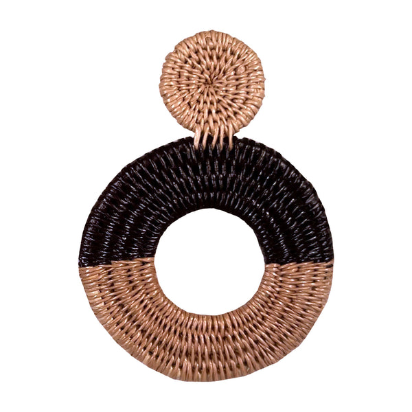 Textured Open Circle Onyx Fish Hook Earrings - Mima's Of Warwick, LLC