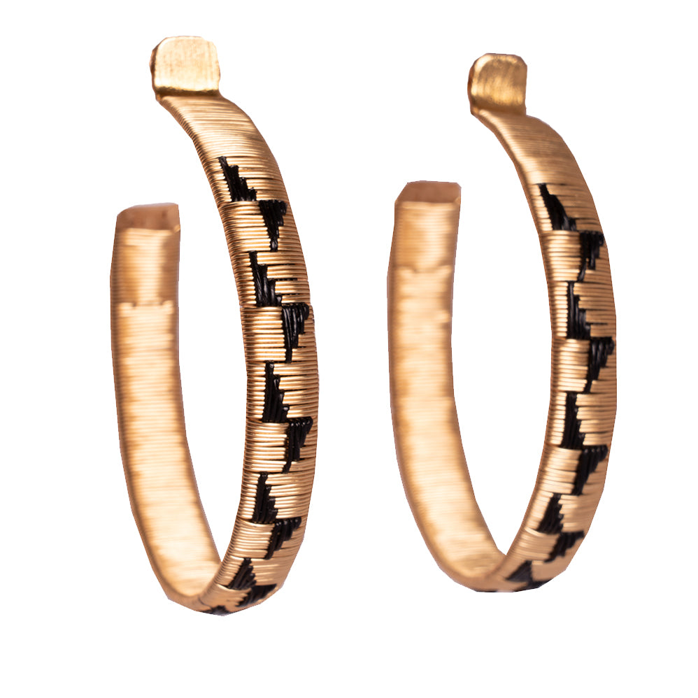 Gold Hoop Earrings Black