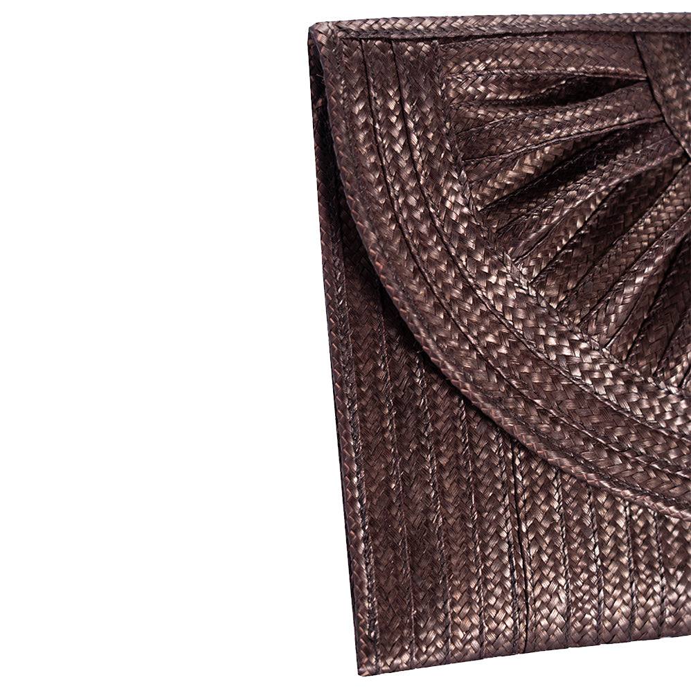 Squared Moon Clutch Dark Brown